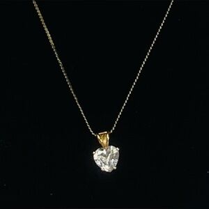 14k Gold & Crystal Heart Pendant Necklace